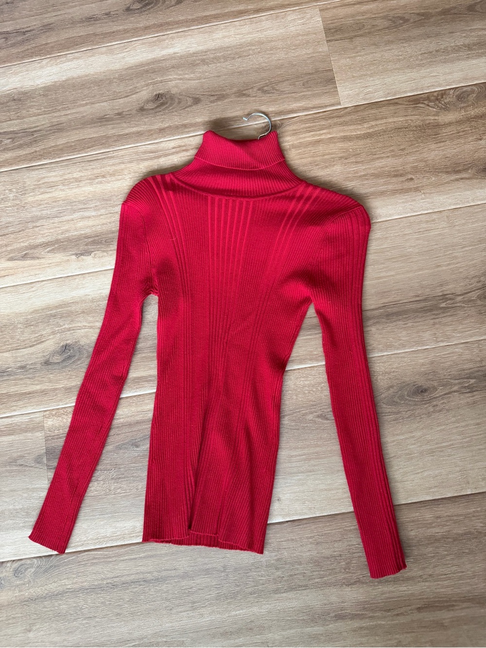 It's Our Time Red Ribbed Turtleneck Long Sleeve Top